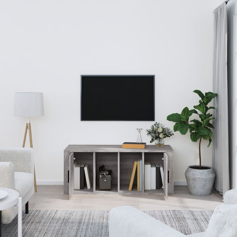 Tv-Meubel 00X35X40 Cm Bewerkt Hout Eikenkleurig Grijs sonoma