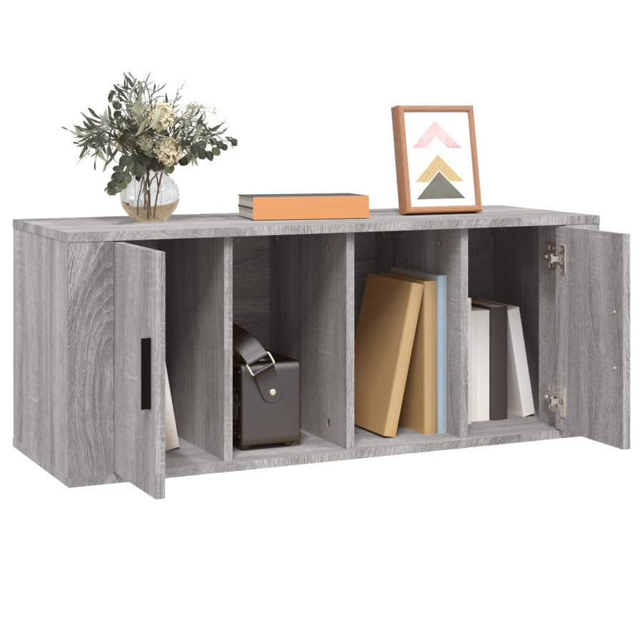 Tv-Meubel 00X35X40 Cm Bewerkt Hout Eikenkleurig Grijs sonoma