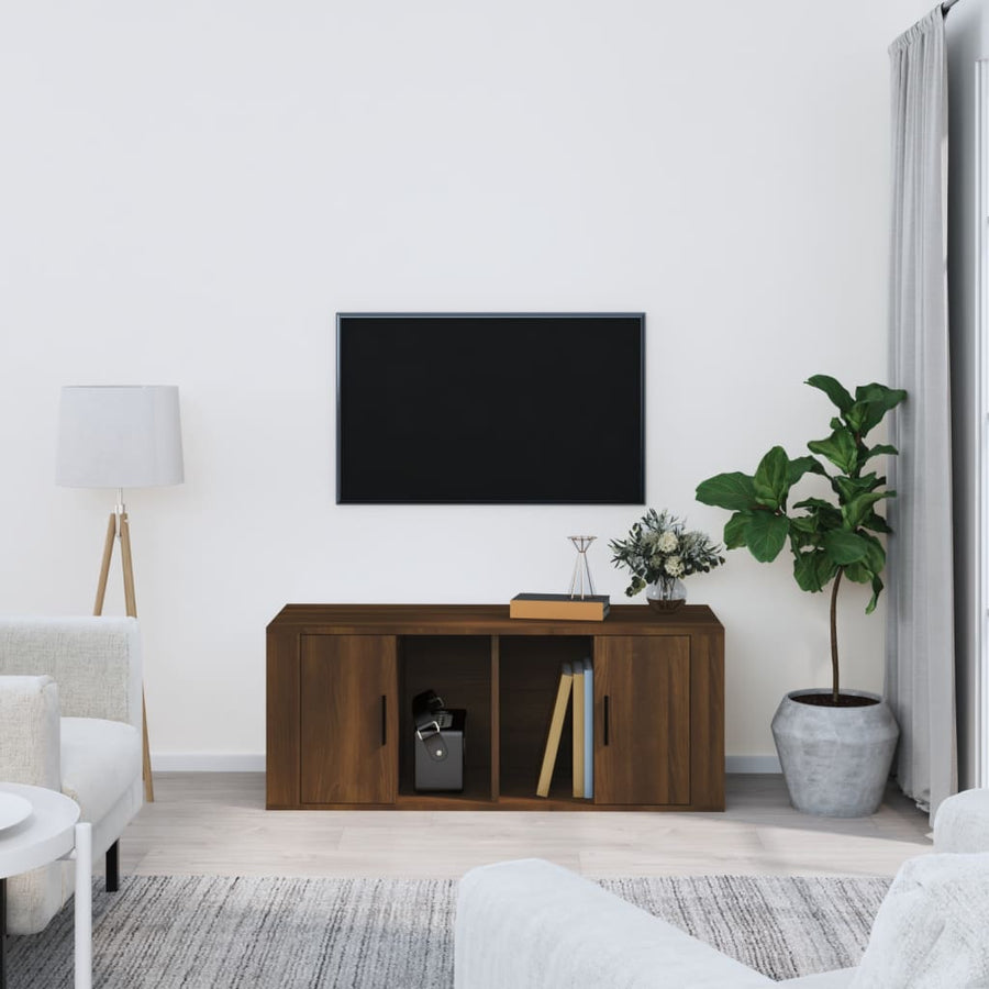Tv-Meubel 00X35X40 Cm Bewerkt Hout Bruin Eikenkleur Bruineiken