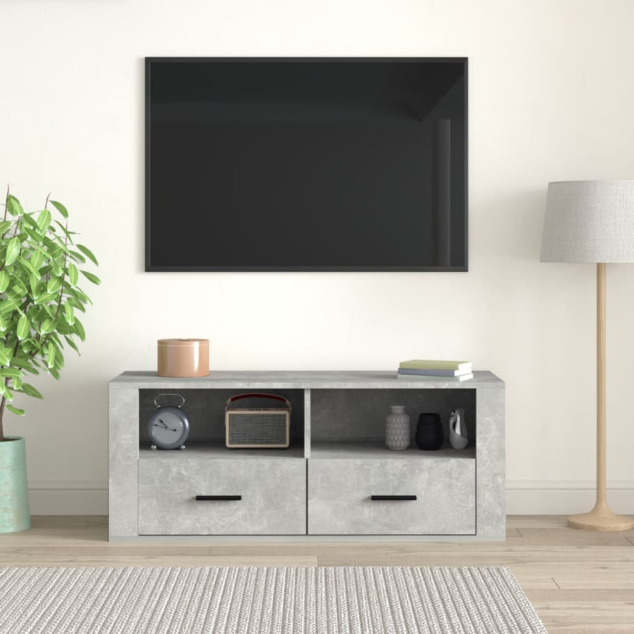 Tv-Meubel 00X35X40 Cm Bewerkt Hout Betongrijs