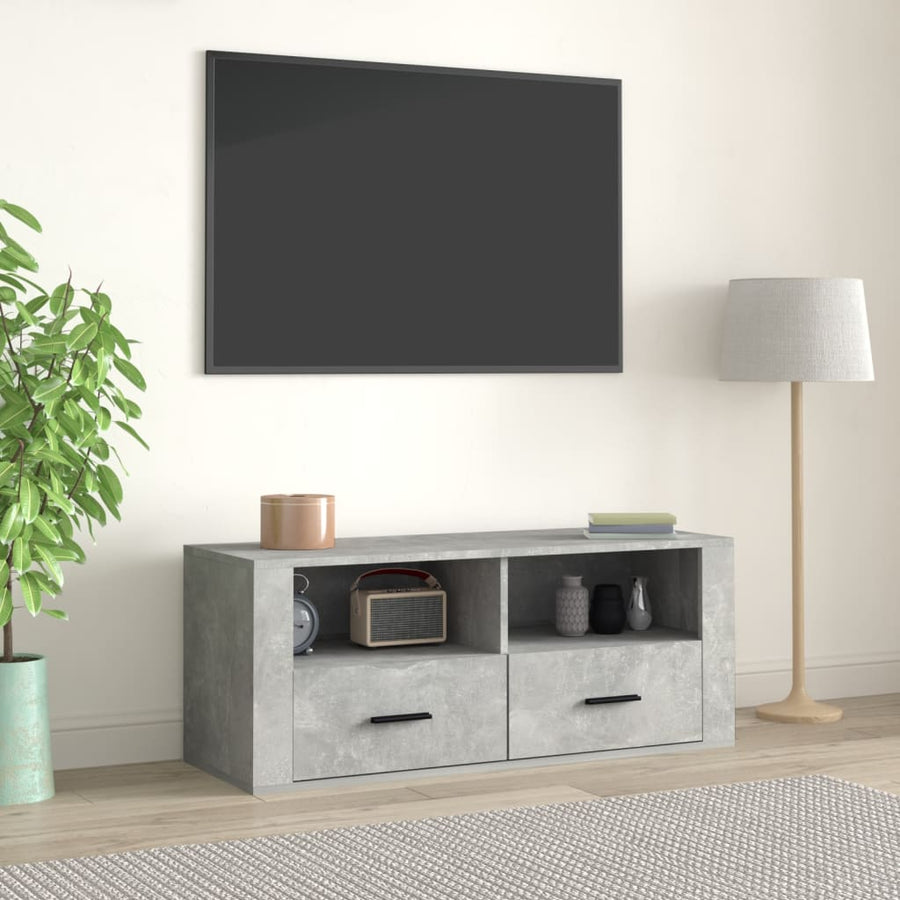Tv-Meubel 00X35X40 Cm Bewerkt Hout Betongrijs