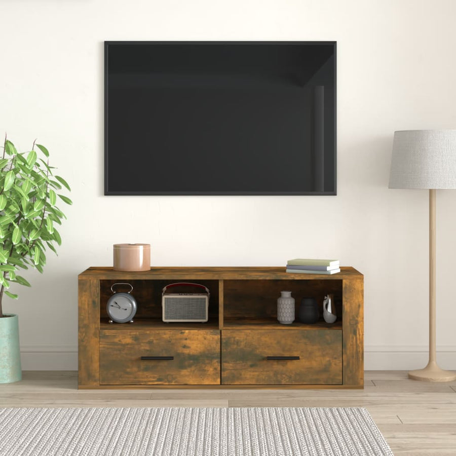 Tv-Meubel 00X35X40 Cm Bewerkt Hout Kleurig Gerookt eiken