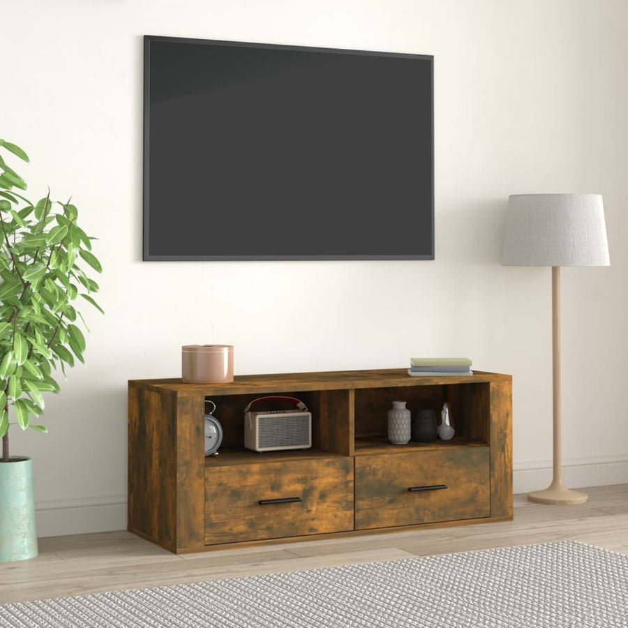 Tv-Meubel 00X35X40 Cm Bewerkt Hout Kleurig Gerookt eiken