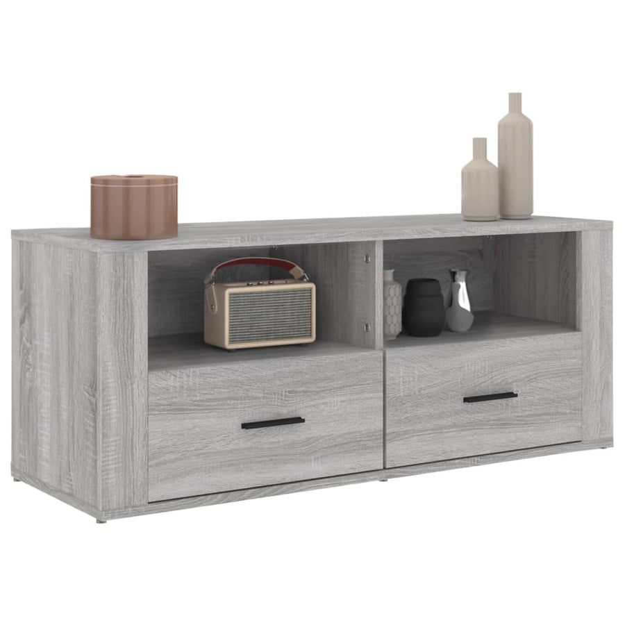 Tv-Meubel 00X35X40 Cm Bewerkt Hout Eikenkleurig Grijs sonoma