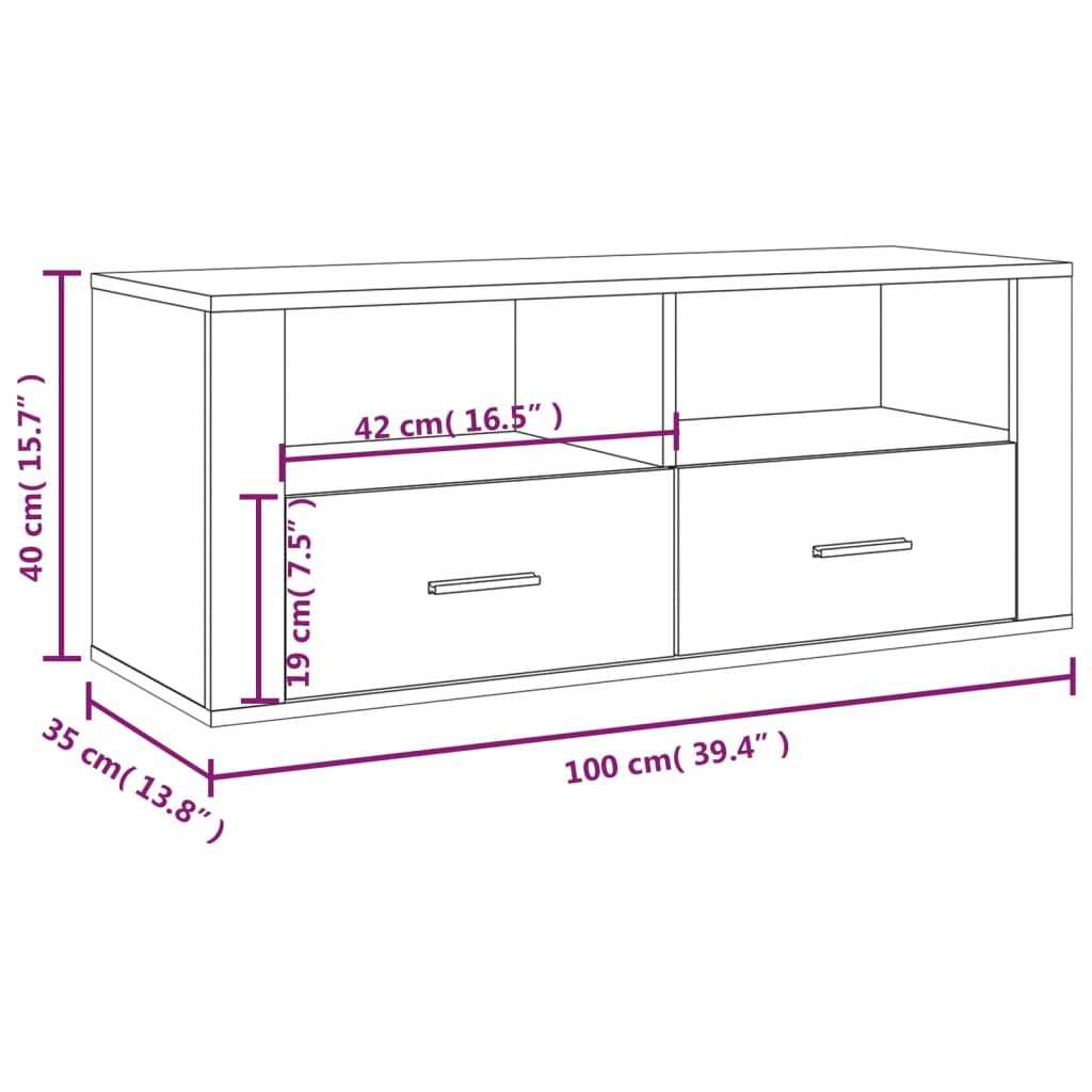 Tv-Meubel 00X35X40 Cm Bewerkt Hout Eikenkleurig Grijs sonoma