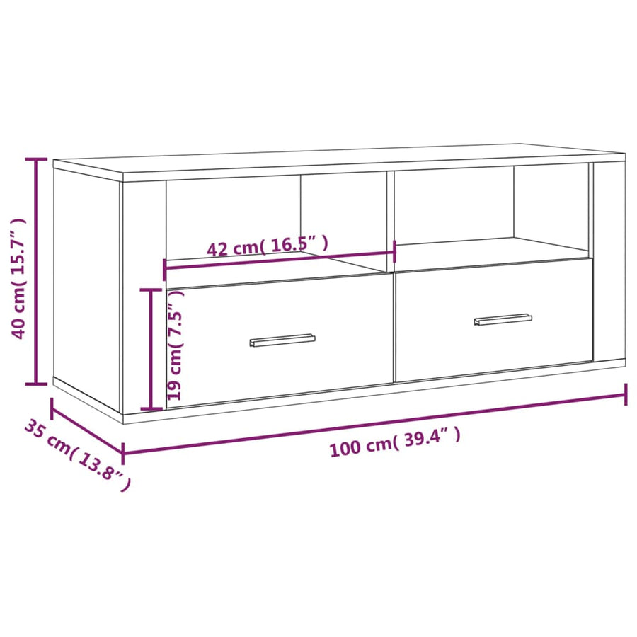 Tv-Meubel 00X35X40 Cm Bewerkt Hout Eikenkleurig Grijs sonoma