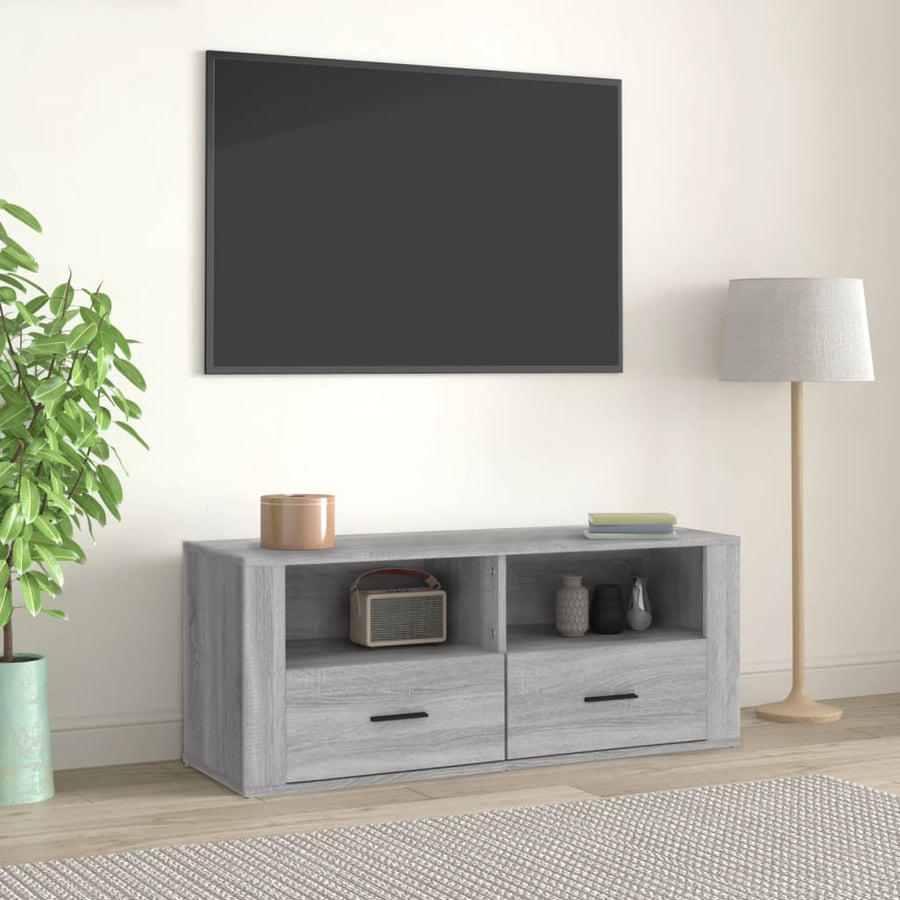 Tv-Meubel 00X35X40 Cm Bewerkt Hout Eikenkleurig Grijs sonoma