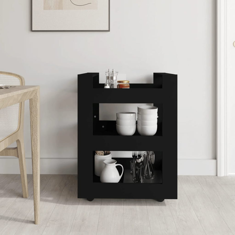 Keukentrolley 60X45X80 Cm Bewerkt Hout Zwart