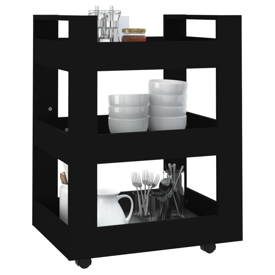 Keukentrolley 60X45X80 Cm Bewerkt Hout Zwart