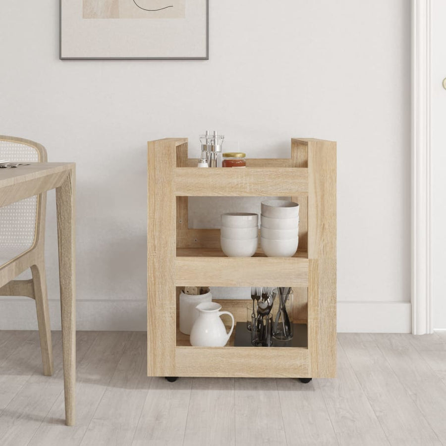 Keukentrolley 60X45X80 Cm Bewerkt Hout Sonoma Eikenkleurig