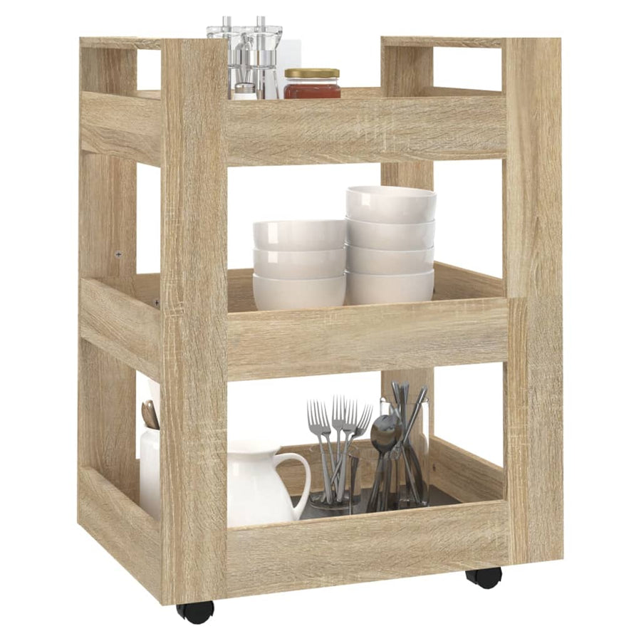 Keukentrolley 60X45X80 Cm Bewerkt Hout Sonoma Eikenkleurig