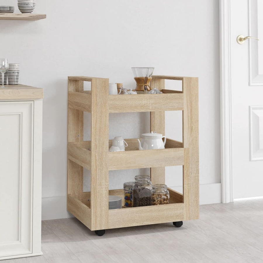 Keukentrolley 60X45X80 Cm Bewerkt Hout Sonoma Eikenkleurig
