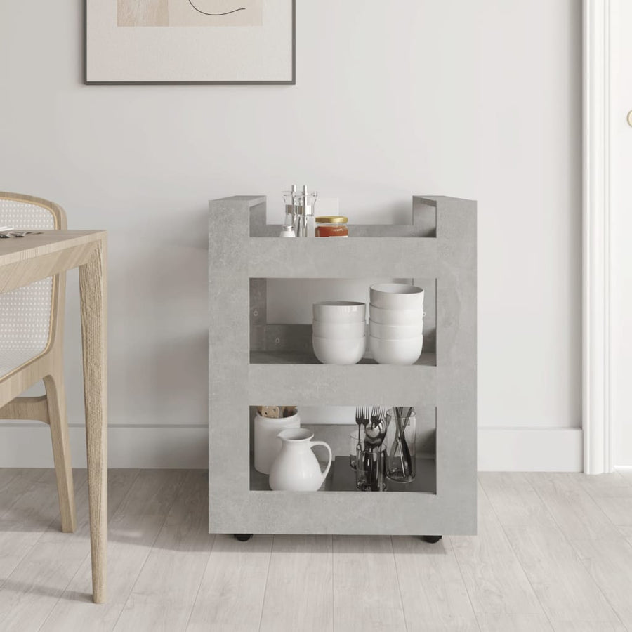 Keukentrolley 60X45X80 Cm Bewerkt Hout Betongrijs
