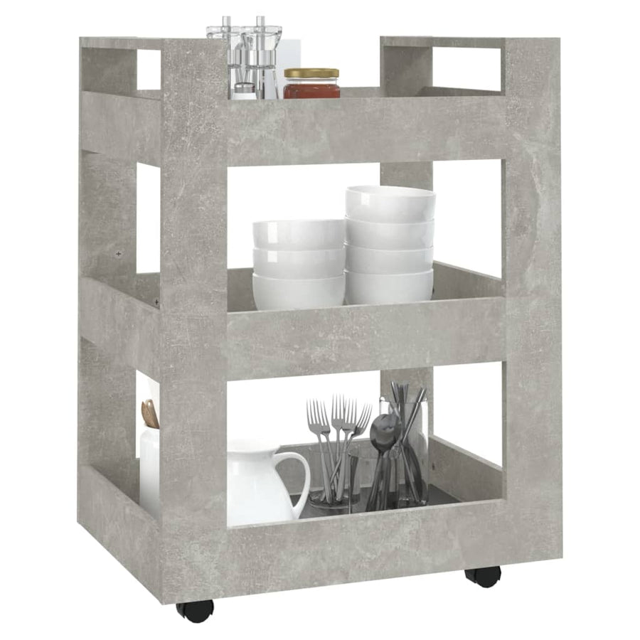 Keukentrolley 60X45X80 Cm Bewerkt Hout Betongrijs
