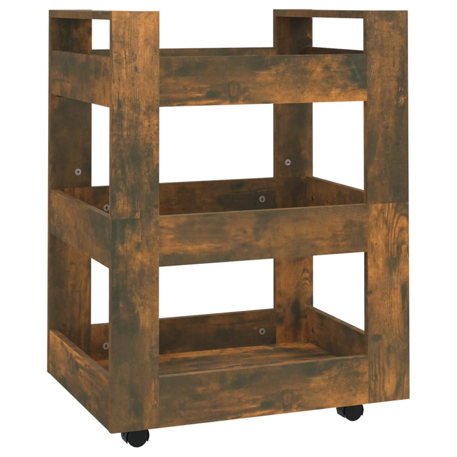 Keukentrolley 60X45X80 Cm Bewerkt Hout Gerookt Eikenkleurig