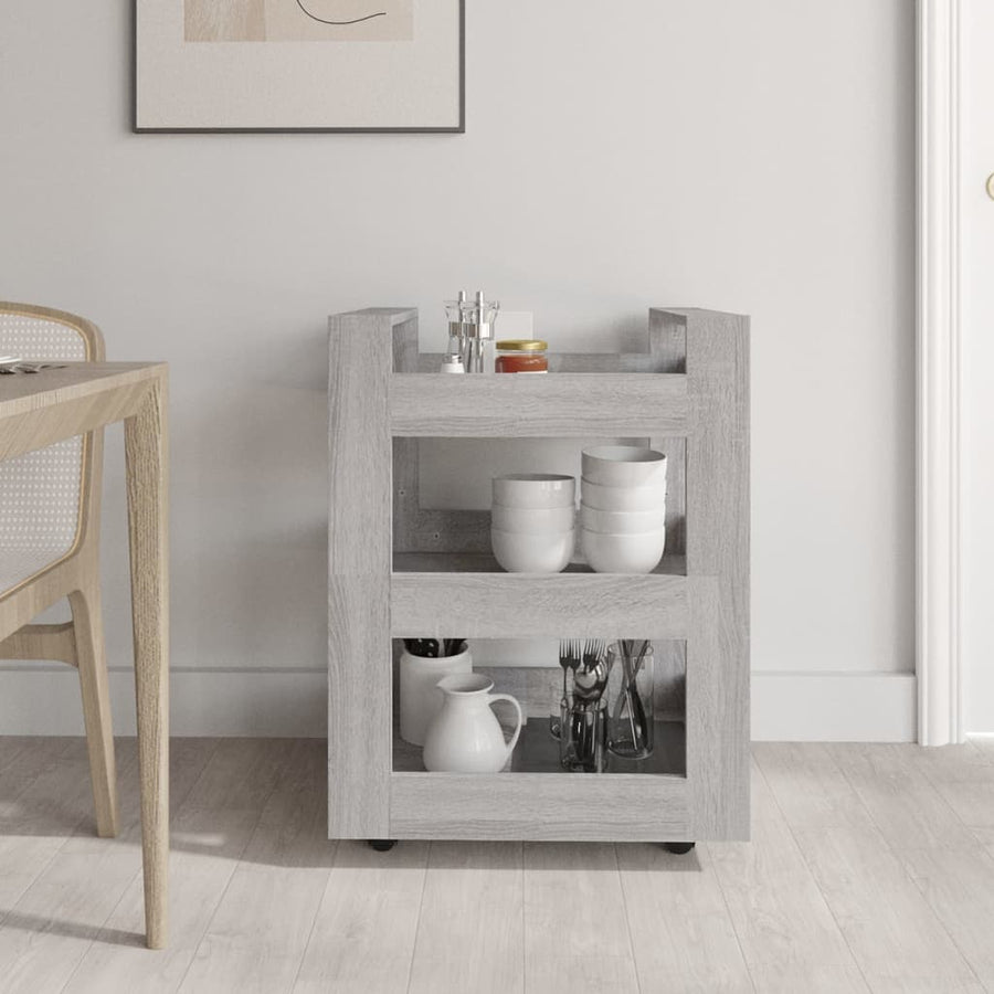 Keukentrolley 60X45X80Cm Bewerkt Hout Grijs Sonoma Eikenkleurig