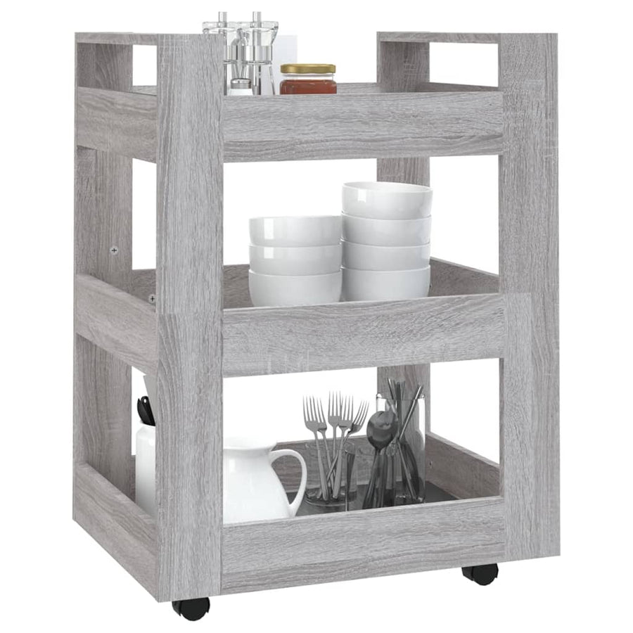 Keukentrolley 60X45X80Cm Bewerkt Hout Grijs Sonoma Eikenkleurig