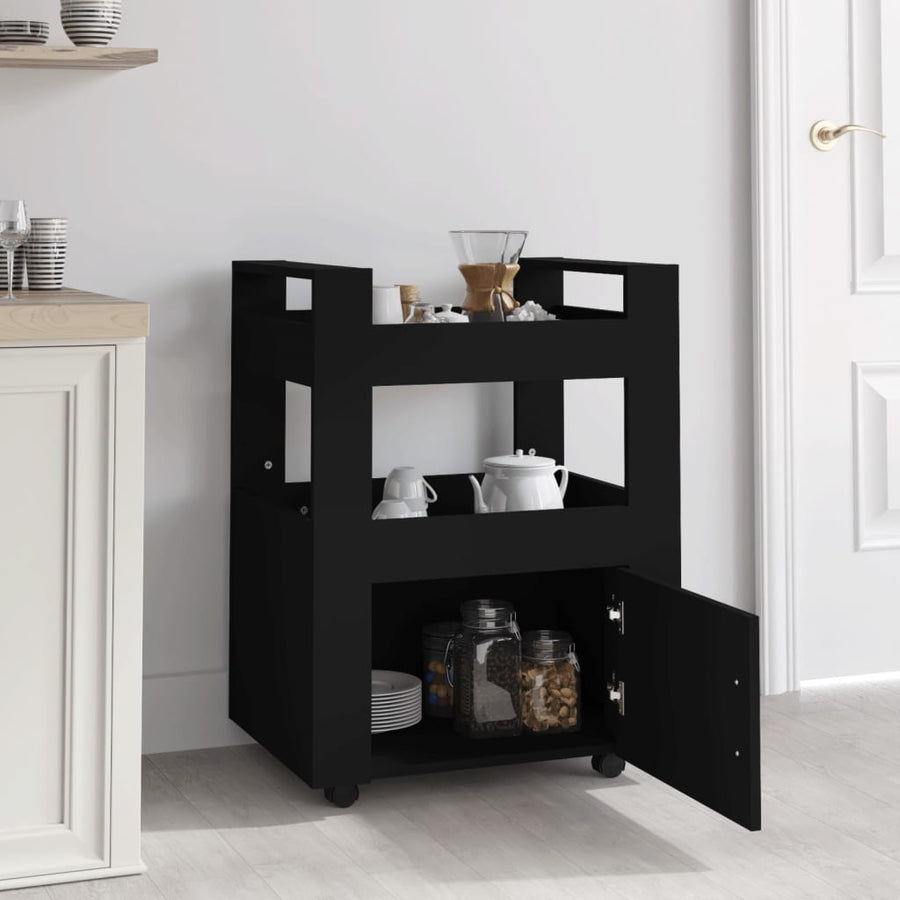 Keukentrolley 60X45X80 Cm Bewerkt Hout Zwart