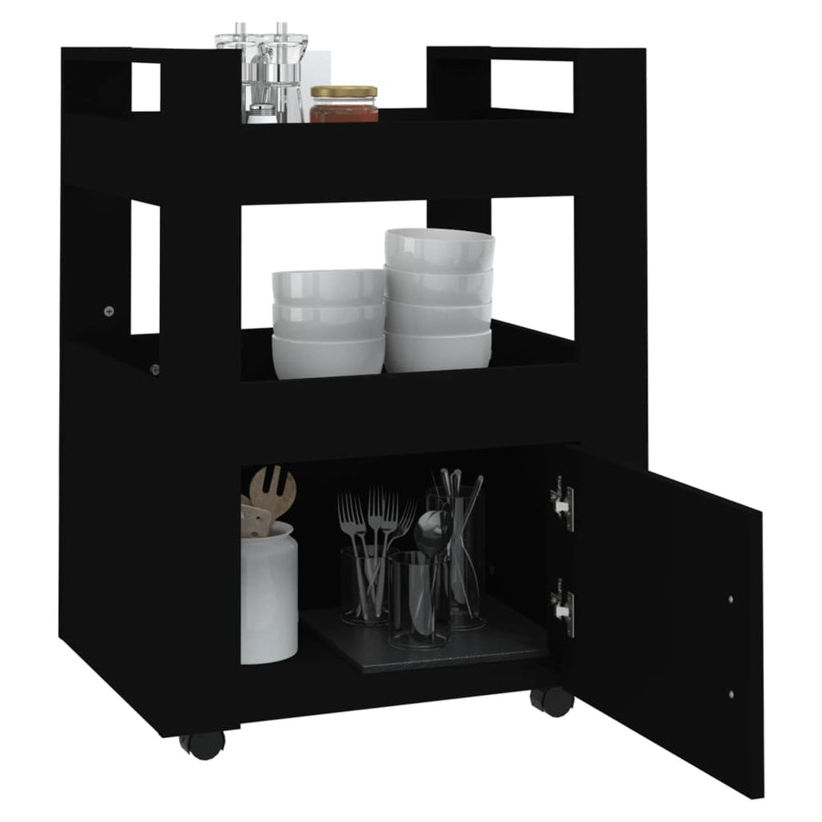 Keukentrolley 60X45X80 Cm Bewerkt Hout Zwart