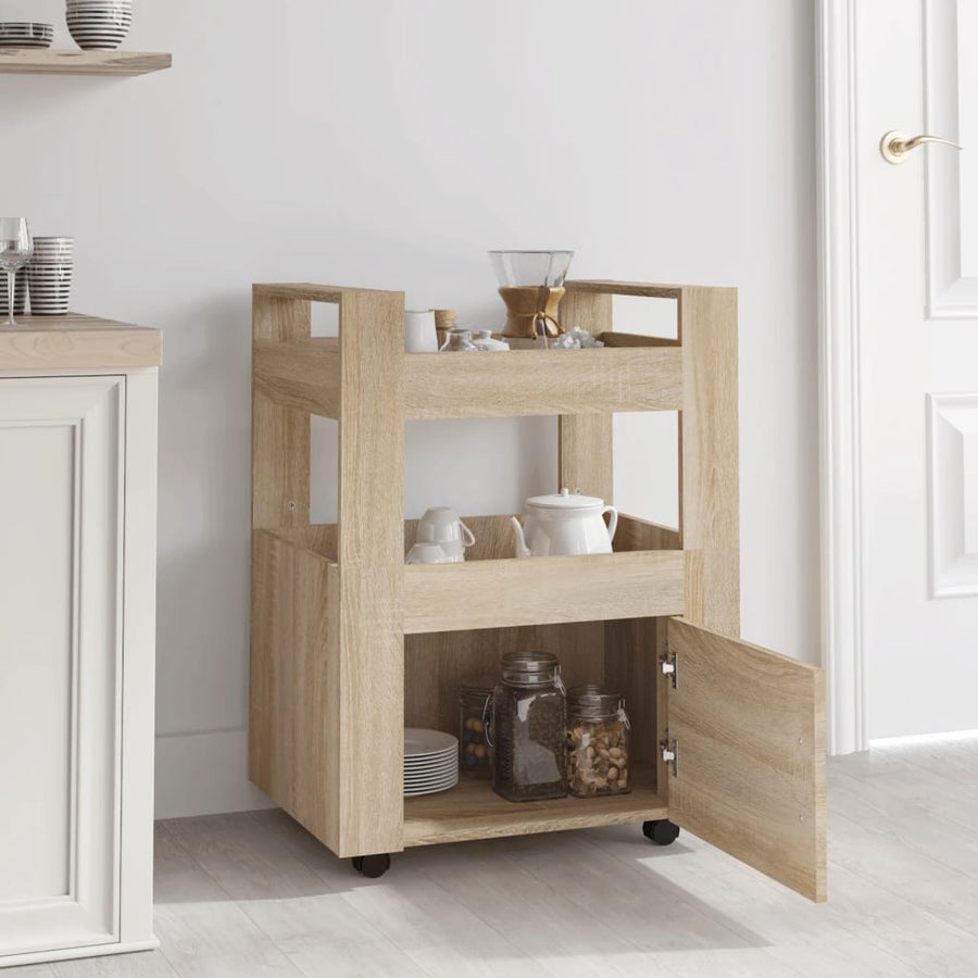 Keukentrolley 60X45X80 Cm Bewerkt Hout Sonoma Eikenkleurig