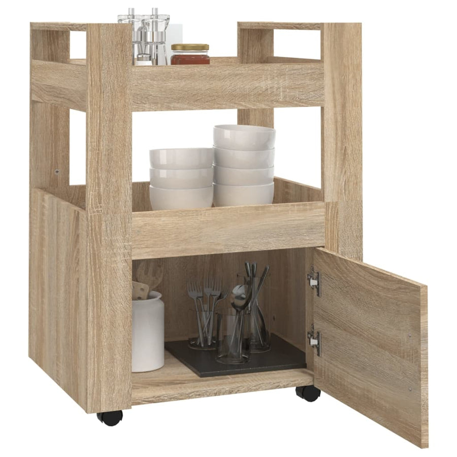 Keukentrolley 60X45X80 Cm Bewerkt Hout Sonoma Eikenkleurig