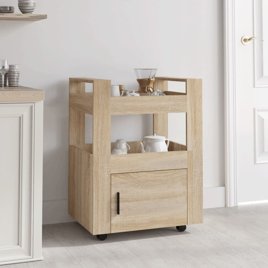 Keukentrolley 60X45X80 Cm Bewerkt Hout Sonoma Eikenkleurig
