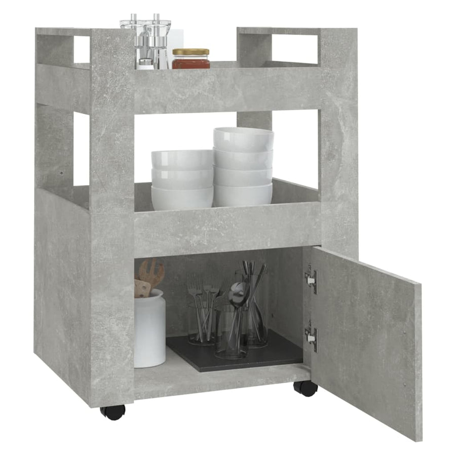 Keukentrolley 60X45X80 Cm Bewerkt Hout Betongrijs