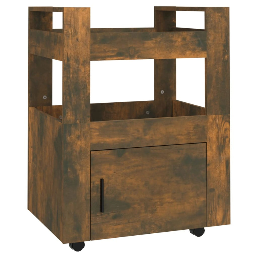 Keukentrolley 60X45X80 Cm Bewerkt Hout Gerookt Eikenkleurig