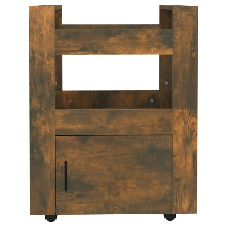 Keukentrolley 60X45X80 Cm Bewerkt Hout Gerookt Eikenkleurig