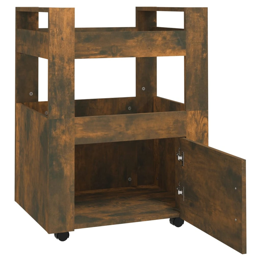 Keukentrolley 60X45X80 Cm Bewerkt Hout Gerookt Eikenkleurig