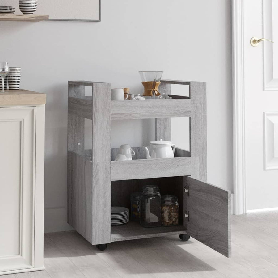 Keukentrolley 60X45X80Cm Bewerkt Hout Grijs Sonoma Eikenkleurig