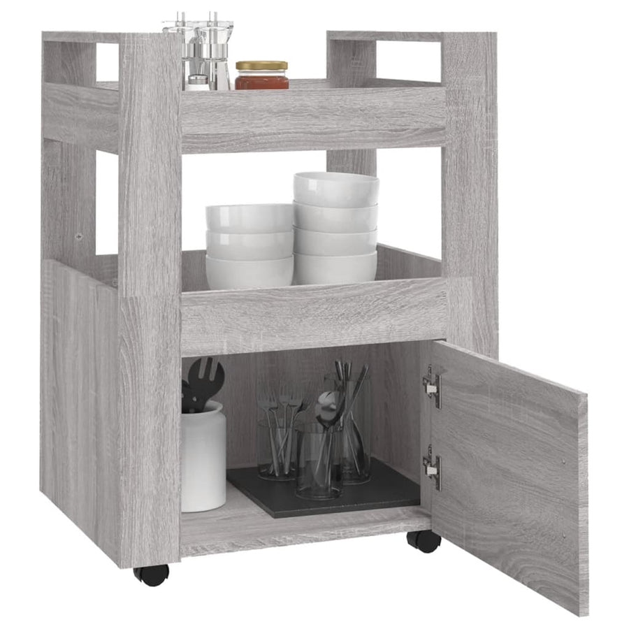 Keukentrolley 60X45X80Cm Bewerkt Hout Grijs Sonoma Eikenkleurig