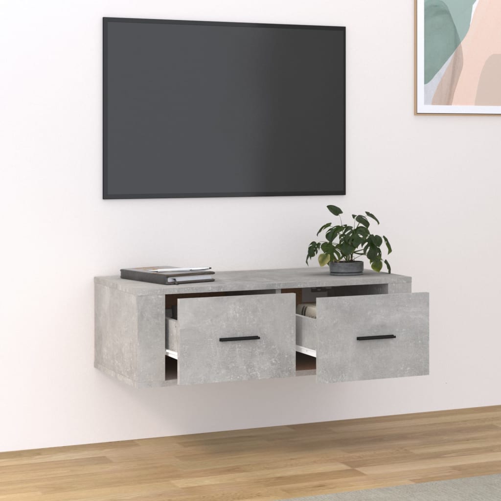 Tv-Hangmeubel 80X36X25 Cm Bewerkt Hout Betongrijs
