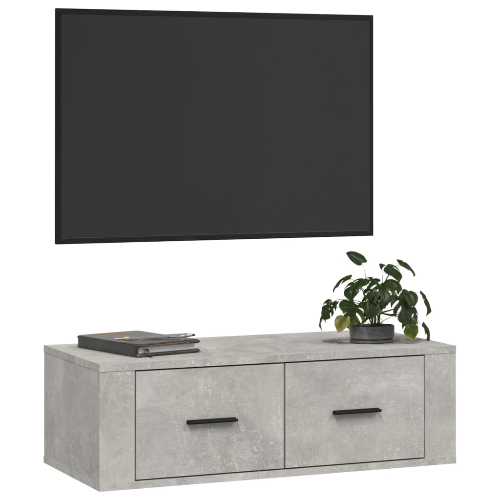 Tv-Hangmeubel 80X36X25 Cm Bewerkt Hout Betongrijs