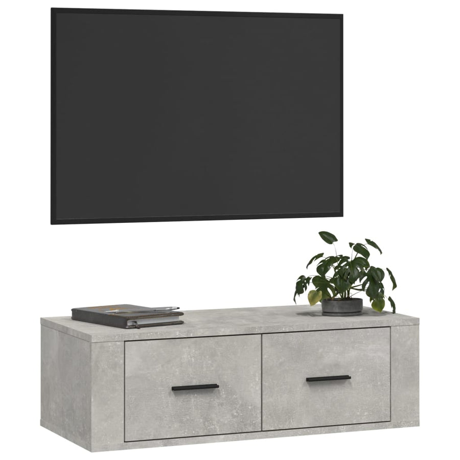 Tv-Hangmeubel 80X36X25 Cm Bewerkt Hout Betongrijs