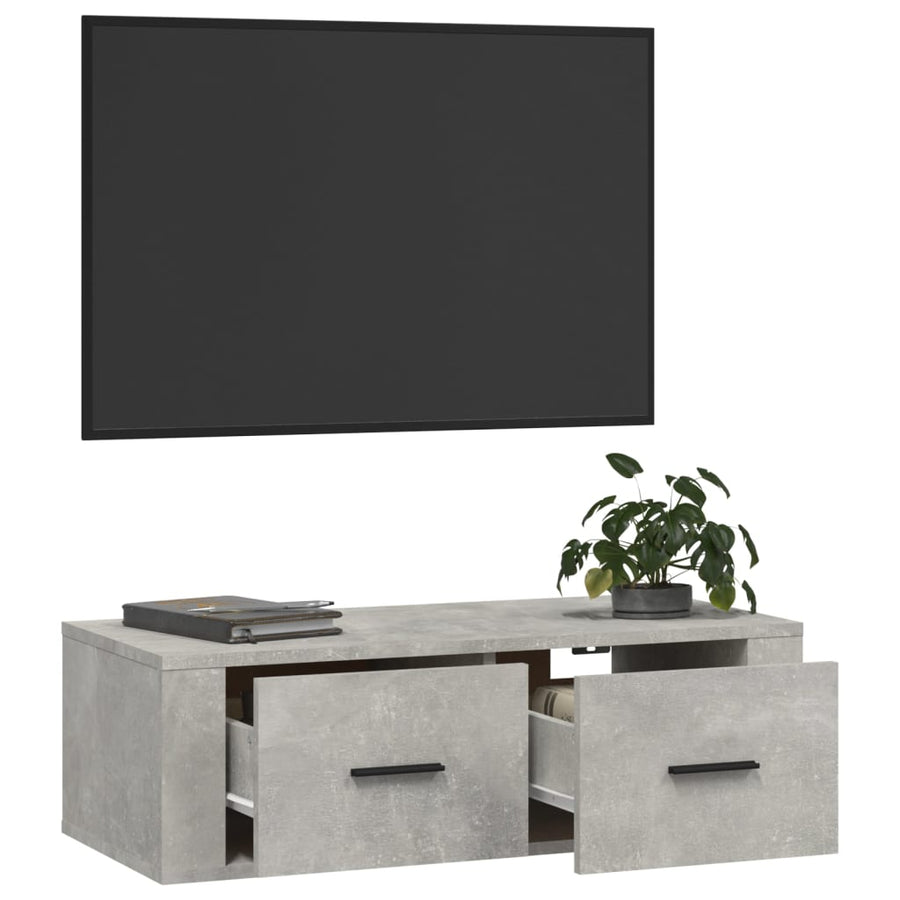 Tv-Hangmeubel 80X36X25 Cm Bewerkt Hout Betongrijs