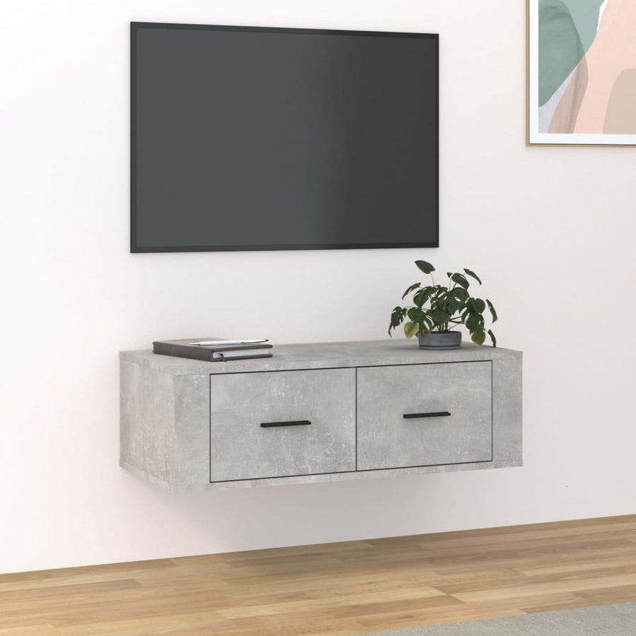 Tv-Hangmeubel 80X36X25 Cm Bewerkt Hout Betongrijs