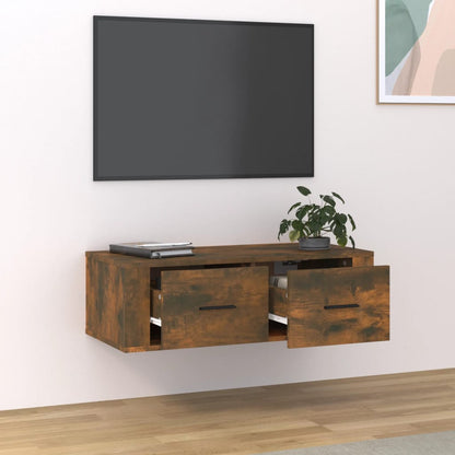 Tv-Hangmeubel 80X36X25 Cm Bewerkt Hout Kleurig Gerookt eiken