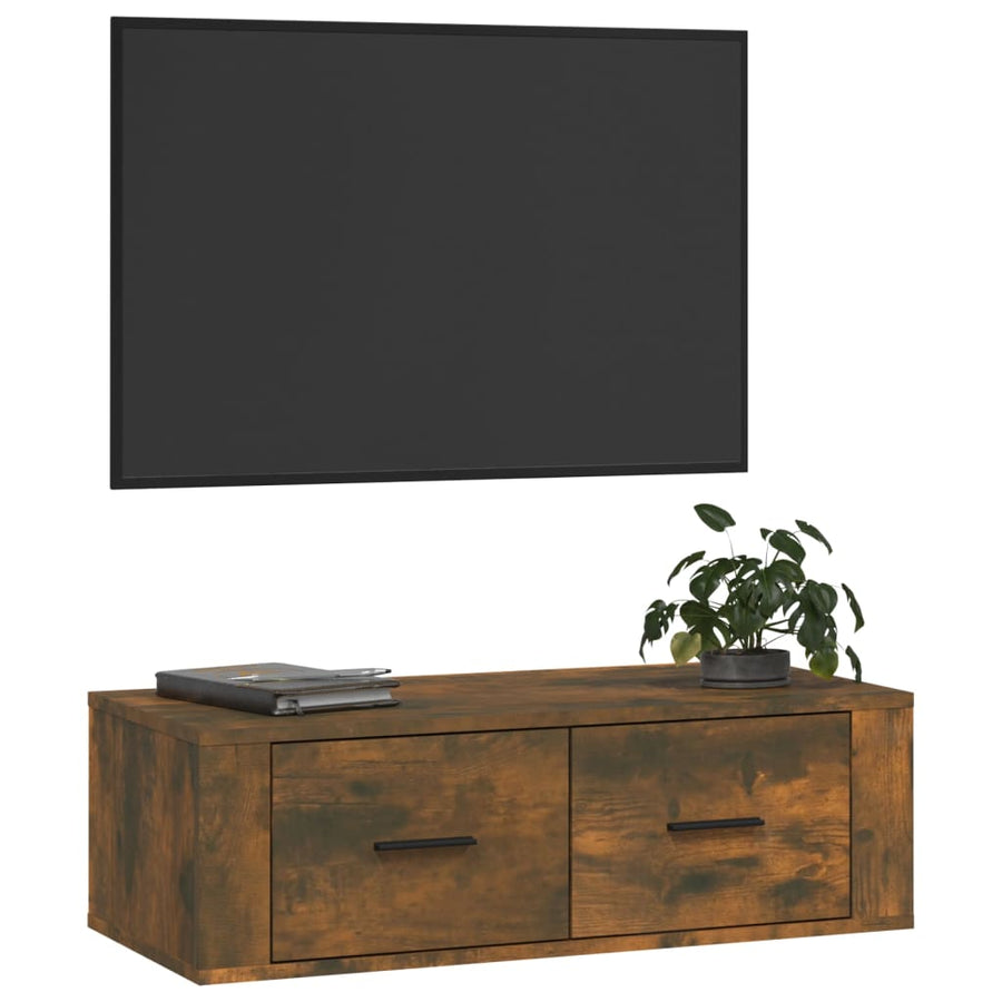 Tv-Hangmeubel 80X36X25 Cm Bewerkt Hout Kleurig Gerookt eiken