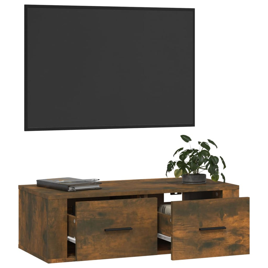 Tv-Hangmeubel 80X36X25 Cm Bewerkt Hout Kleurig Gerookt eiken
