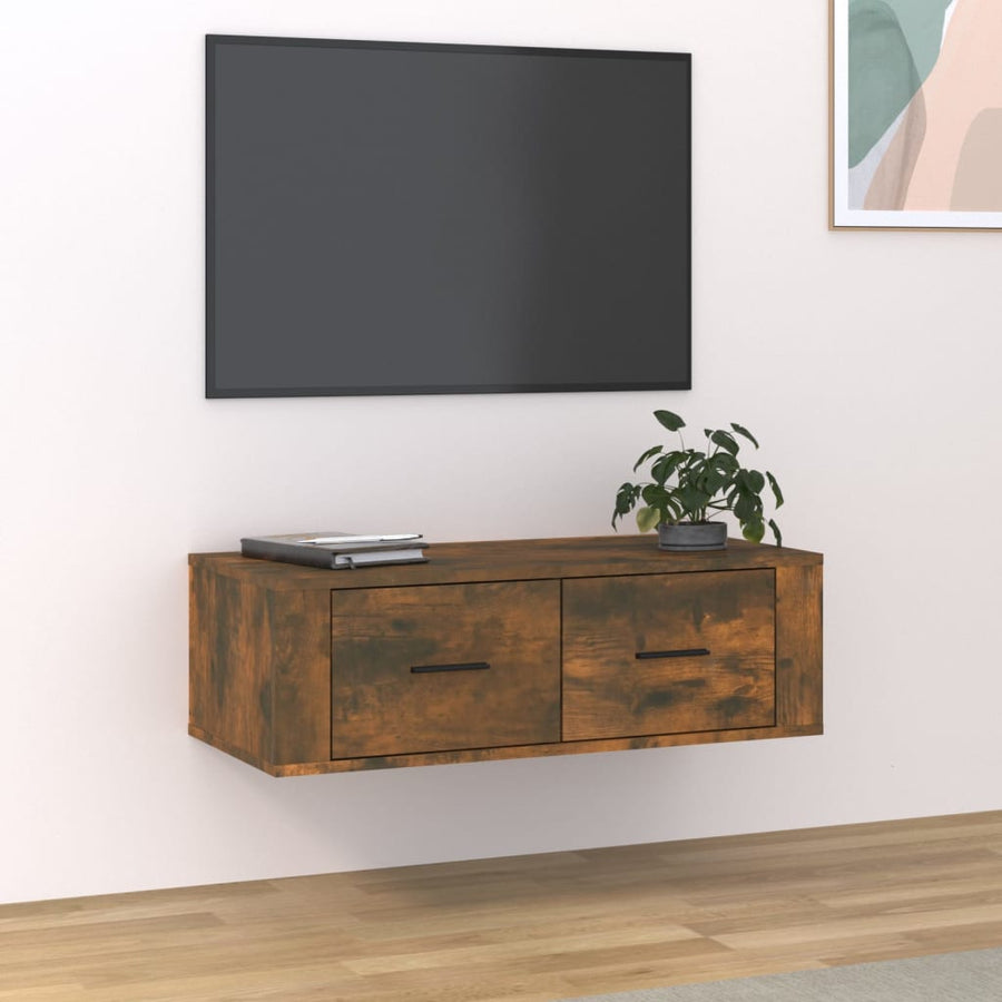Tv-Hangmeubel 80X36X25 Cm Bewerkt Hout Kleurig Gerookt eiken
