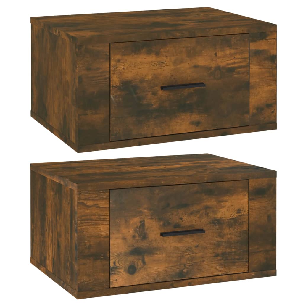 Nachtkastjes 2 St Wandgemonteerd 50X36X25 Cm Gerookt Eikenkleur