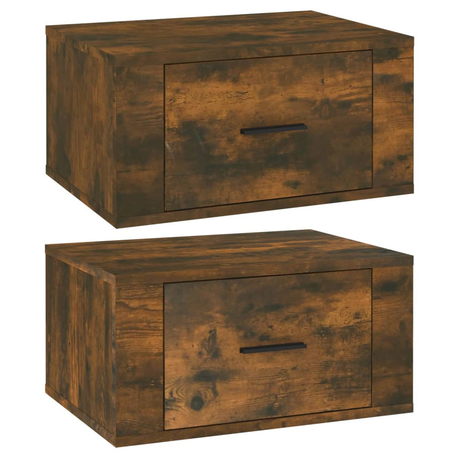 Nachtkastjes 2 St Wandgemonteerd 50X36X25 Cm Gerookt Eikenkleur
