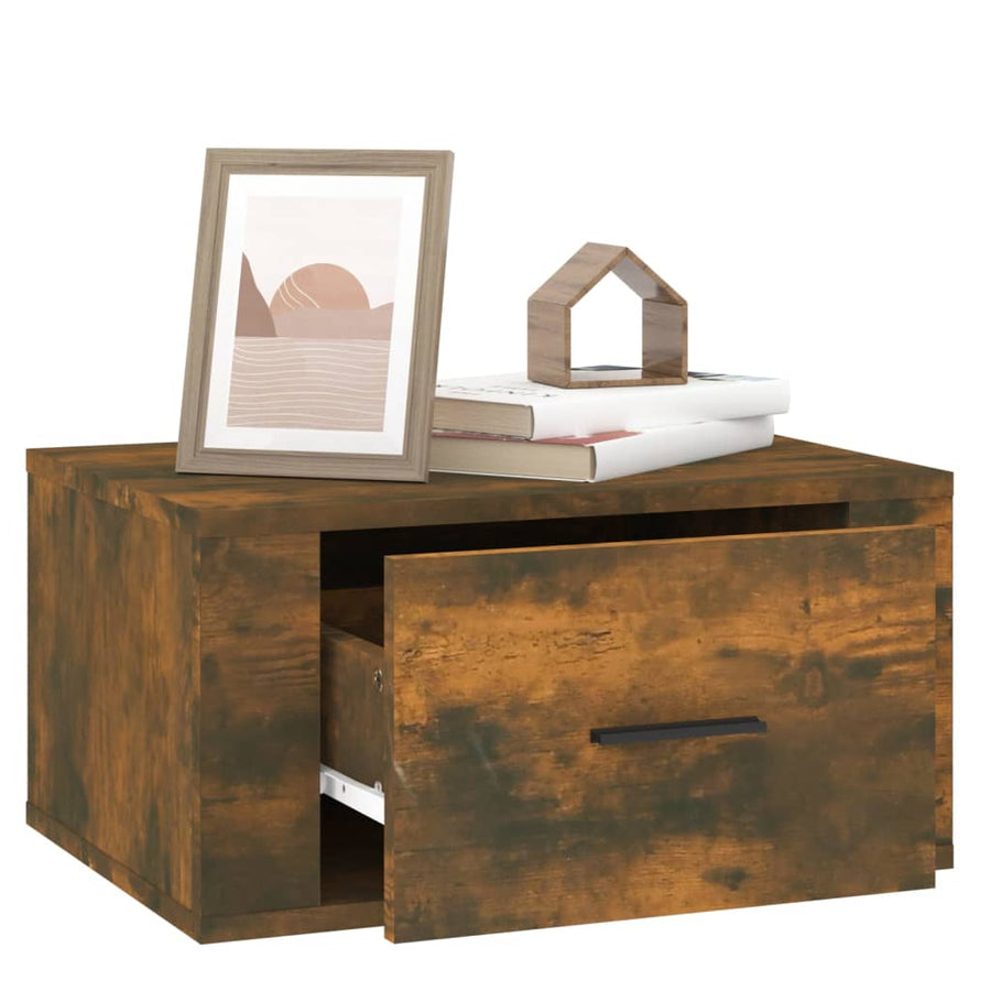 Nachtkastjes 2 St Wandgemonteerd 50X36X25 Cm Gerookt Eikenkleur