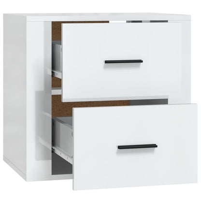 Nachtkastje Wandgemonteerd 50X36X47 Cm Hoogglans Wit