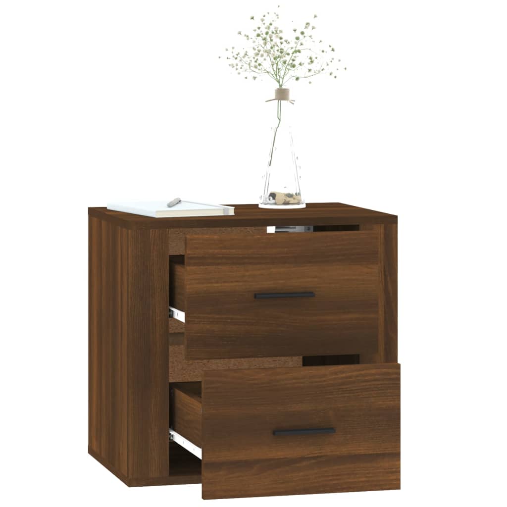 Nachtkastje Wandgemonteerd 50X36X47 Cm Bruin Eikenkleur