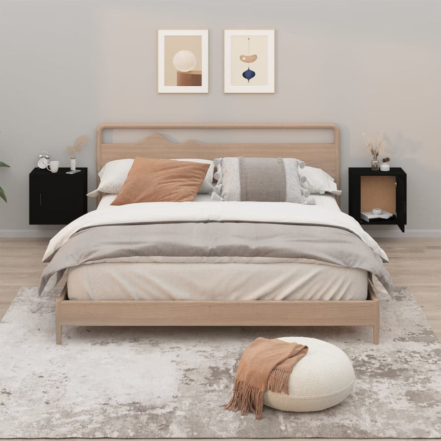 Nachtkastjes 2 St Wandgemonteerd 50X30X47 Cm Zwart