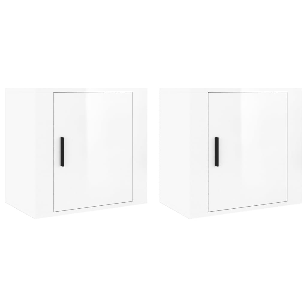 Nachtkastjes 2 St Wandgemonteerd 50X30X47 Cm Hoogglans Wit