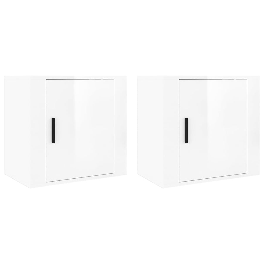 Nachtkastjes 2 St Wandgemonteerd 50X30X47 Cm Hoogglans Wit