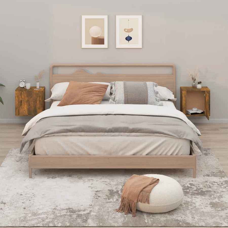 Nachtkastjes 2 St Wandgemonteerd 50X30X47 Cm Gerookt Eikenkleur